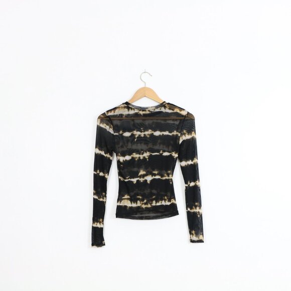 *Iris Black and Brown Mesh Long Sleeve Top - Picture 7 of 7